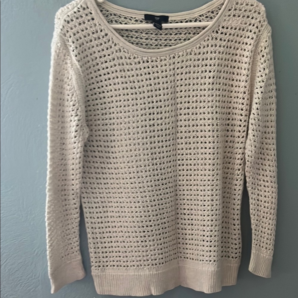 GAP Women's Open-Knit Cream Sweater